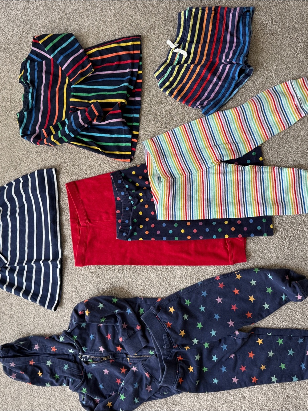 Girls Rainbow Stripe and Star Mix Clothing Lot primary 100% cotton 18-24 months